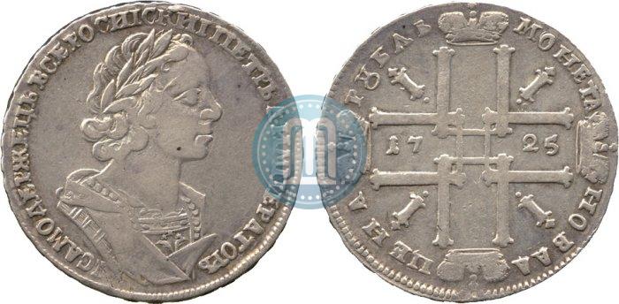 Фото 1 рубль 1725 года  "Портрет в античных доспехах"