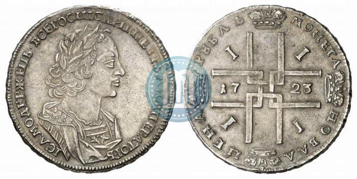 Picture 1 rouble 1723 year  "Portrait in ancient armour"