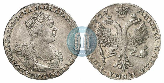 Picture Poltina 1727 year  "Moscow type, portrait turned to the right"