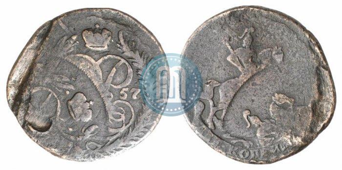 Picture 2 kopecks 1757 year  "Nominal under St. George"