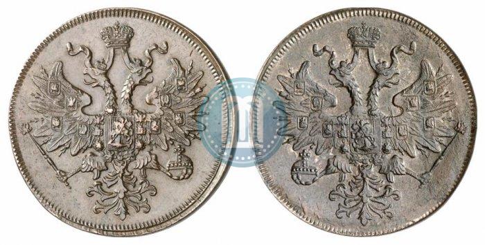 Picture 5 kopecks 1858 year ЕМ "Type of 1860-1867"