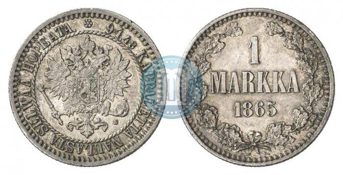 Picture 1 markka 1865 year S 