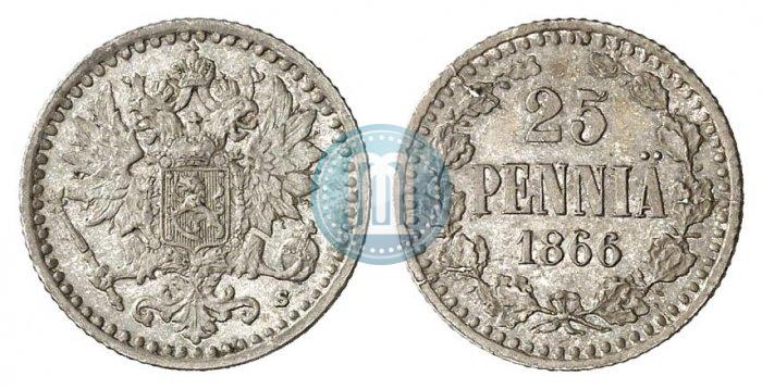 Фото 25 пенни 1866 года S 