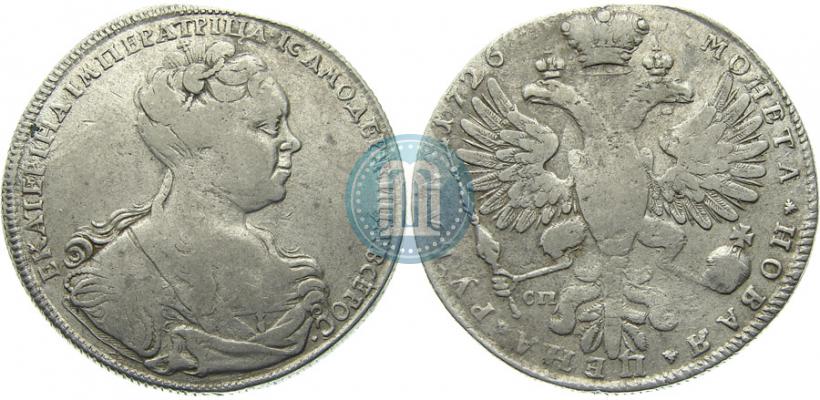 Picture 1 rouble 1726 year СПБ "Petersburg type, portrait turned to the right"