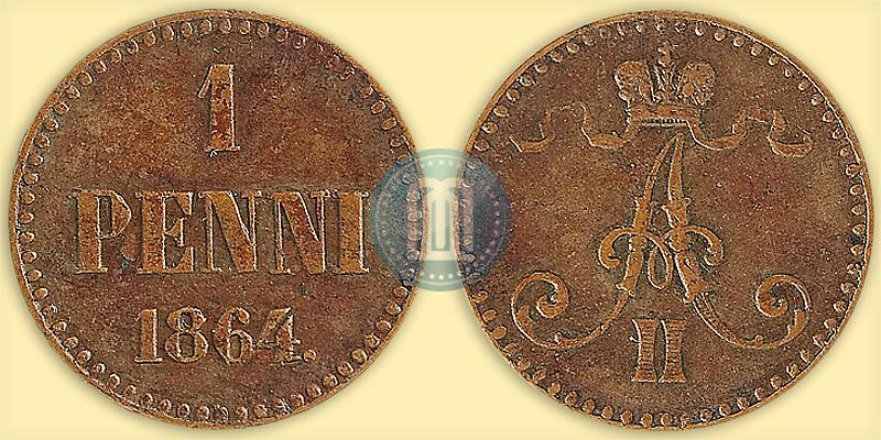 Фото 1 пенни 1864 года  
