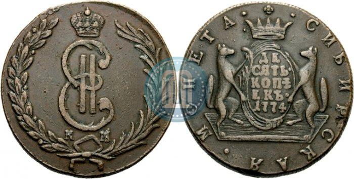 Фото 10 копеек 1774 года КМ 