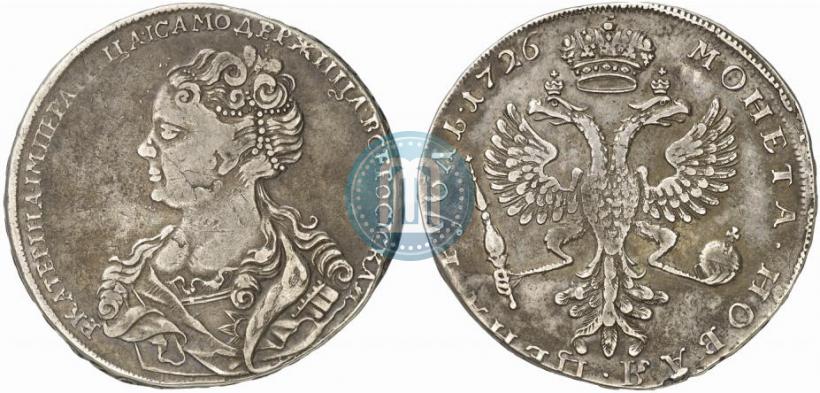 Picture 1 rouble 1726 year  "Moscow type, portrait turned to the left"