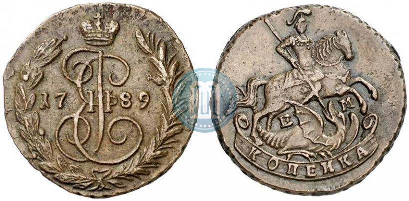 Picture 1 kopeck 1789 year ЕМ 