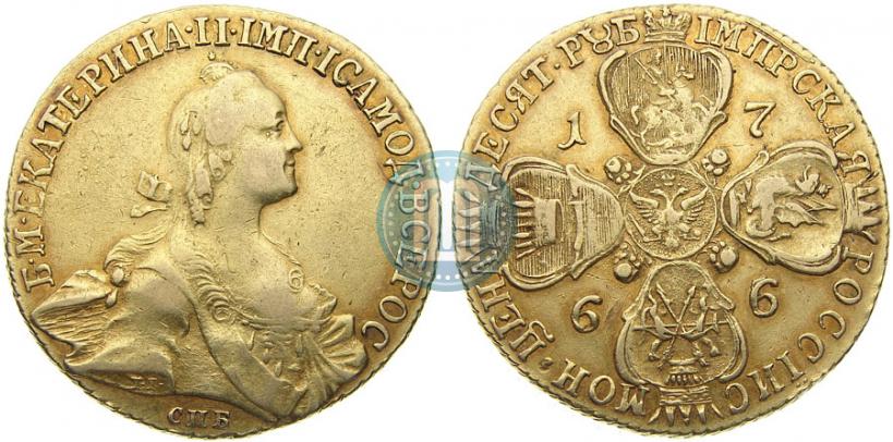 Picture 10 roubles 1766 year СПБ 