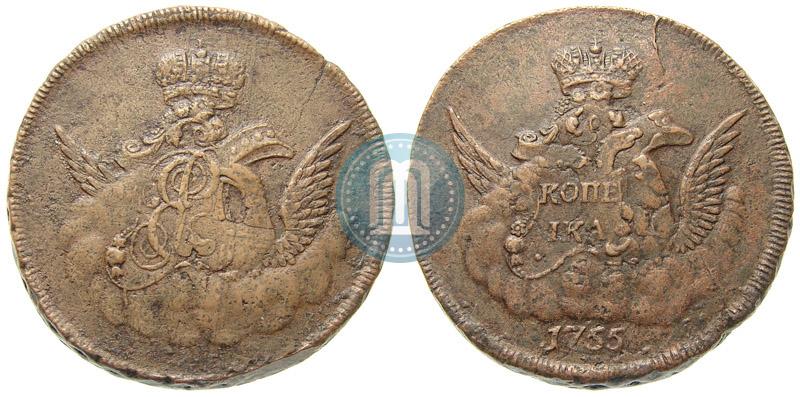 Picture 1 kopeck 1755 year  