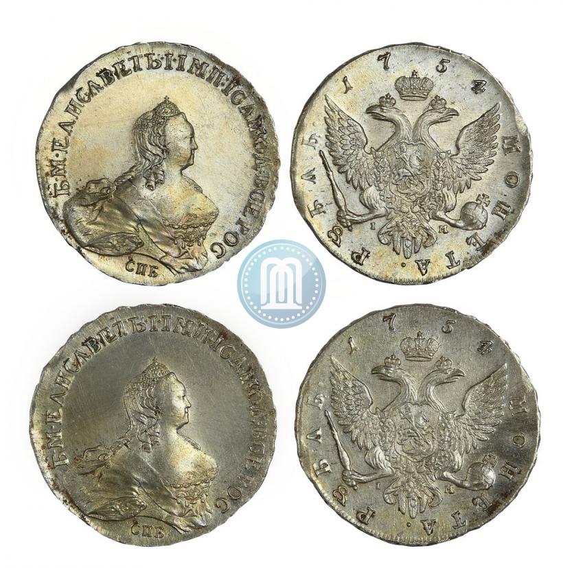 Фото 1 рубль 1754 года СПБ-IМ "Портрет работы Бенджамина Скотта"