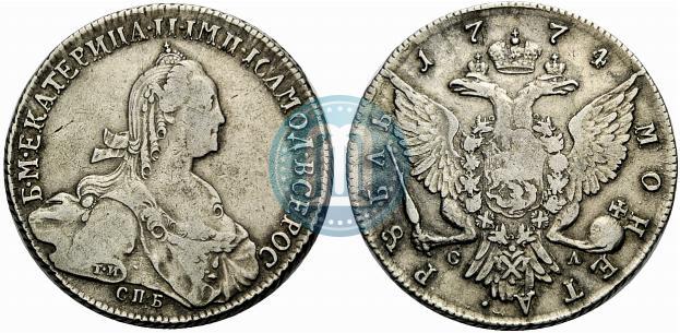 Picture 1 rouble 1774 year СПБ-ФЛ 