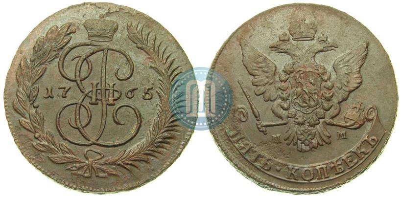 Picture 5 kopecks 1765 year ММ 