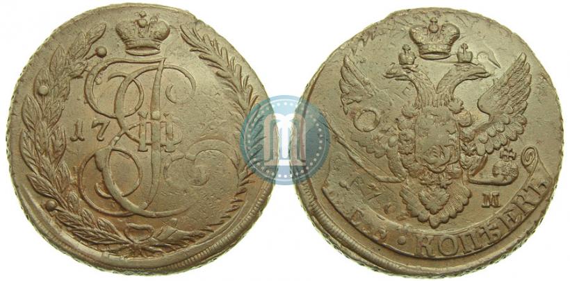 Picture 5 kopecks 1796 year ЕМ "Paul's restrike"