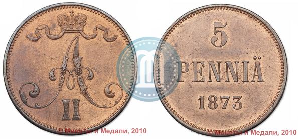 Picture 5 pennia 1873 year  