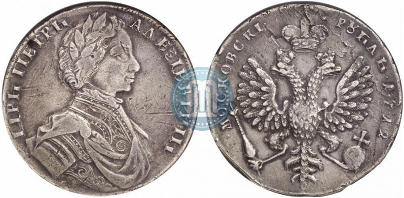 Фото 1 рубль 1712 года  "Портрет работы С. Гуэна"