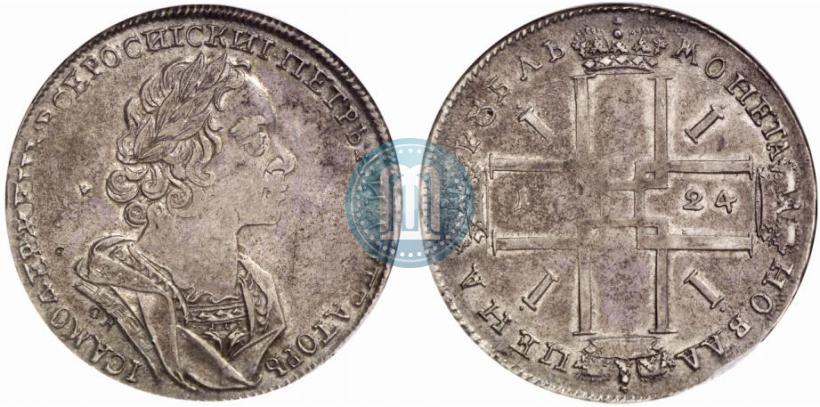 Фото 1 рубль 1724 года OK "Портрет в античных доспехах"