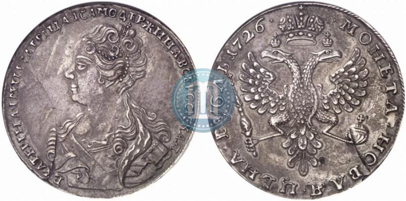 Фото 1 рубль 1726 года  "Московский тип, портрет влево"