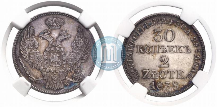 Picture 30 kopecks - 2 złotych 1838 year MW 