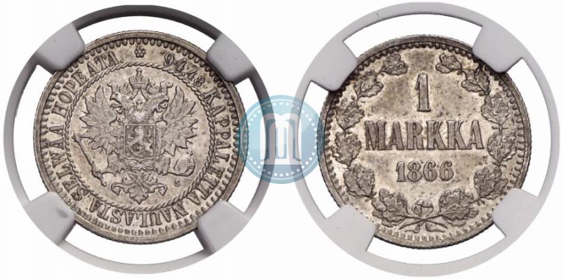 Picture 1 markka 1866 year S 