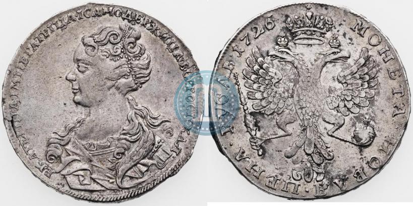 Picture 1 rouble 1726 year  "Moscow type, portrait turned to the left"