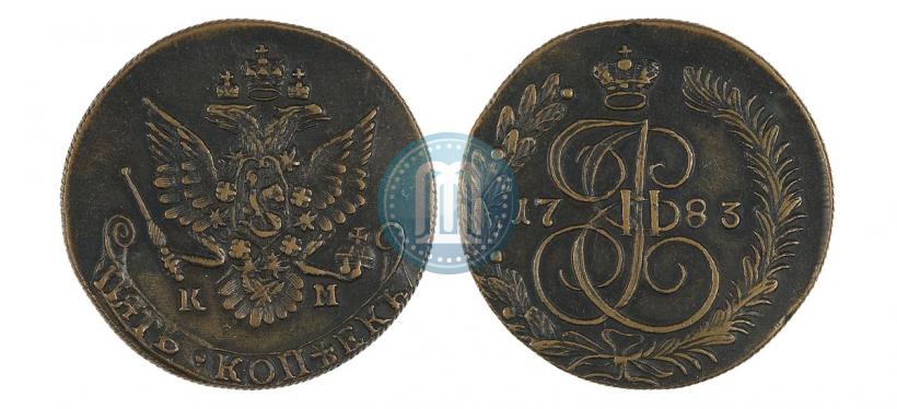 Фото 5 копеек 1783 года КМ 