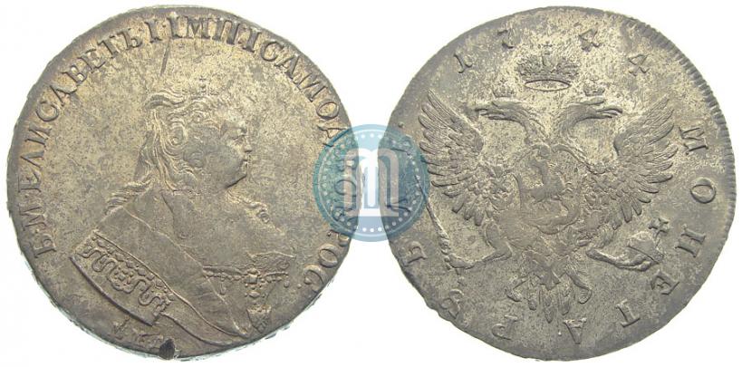 Фото 1 рубль 1744 года ММД 