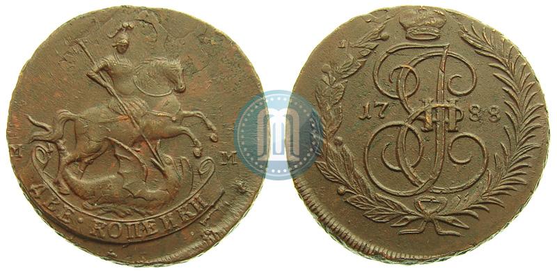 Фото 2 копейки 1788 года ММ 