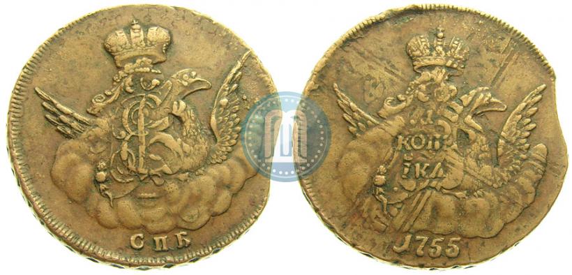 Picture 1 kopeck 1755 year СПБ 