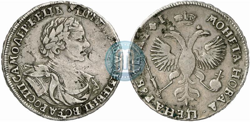 Фото 1 рубль 1719 года OK "Портрет в латах"
