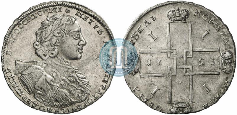 Фото 1 рубль 1723 года OK "Портрет в горностаевой мантии"
