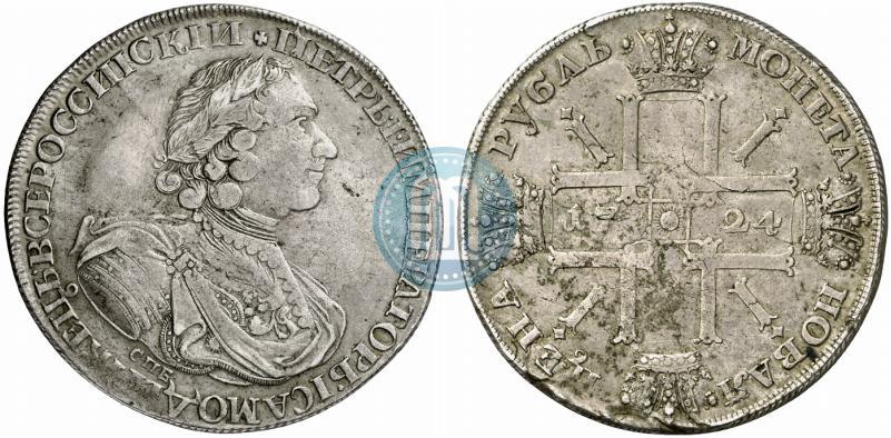 Picture 1 rouble 1724 year СПБ "Sun rouble, portrait in armour"