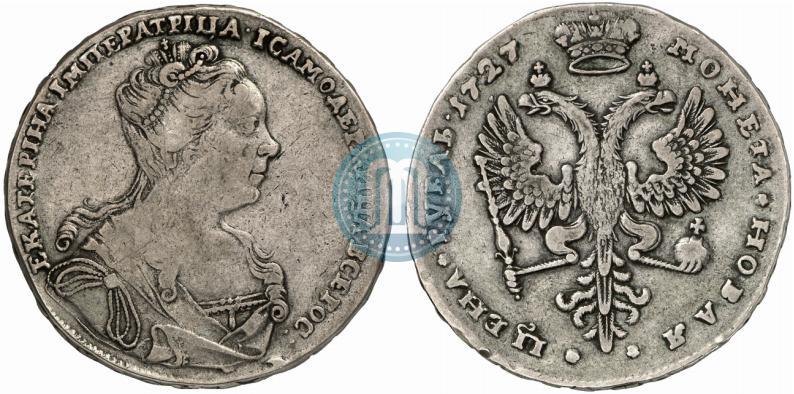 Фото 1 рубль 1727 года  "Московский тип, портрет вправо"