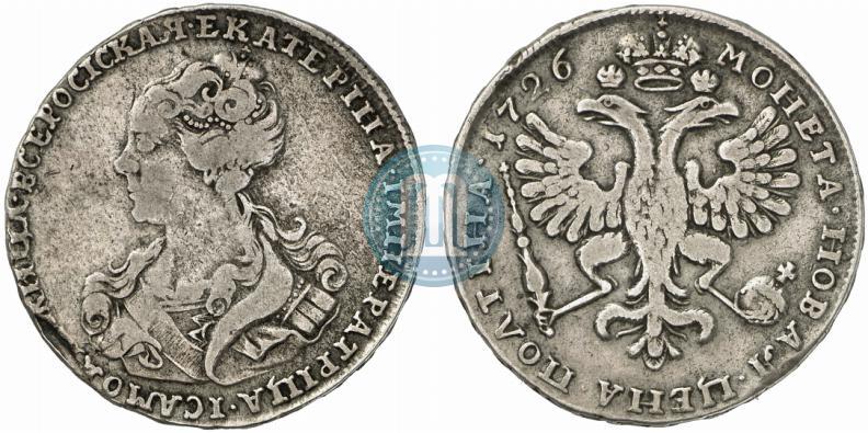 Фото Полтина 1726 года  "Московский тип, портрет влево"