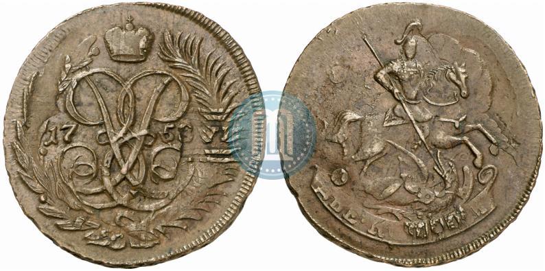Фото 2 копейки 1758 года  "Номинал под Св. Георгием"
