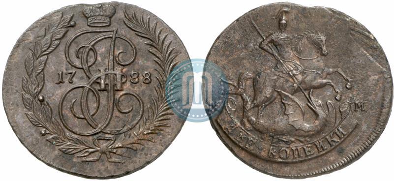 Фото 2 копейки 1788 года ММ 