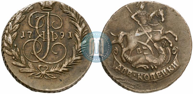 Picture 2 kopecks 1791 year ЕМ 