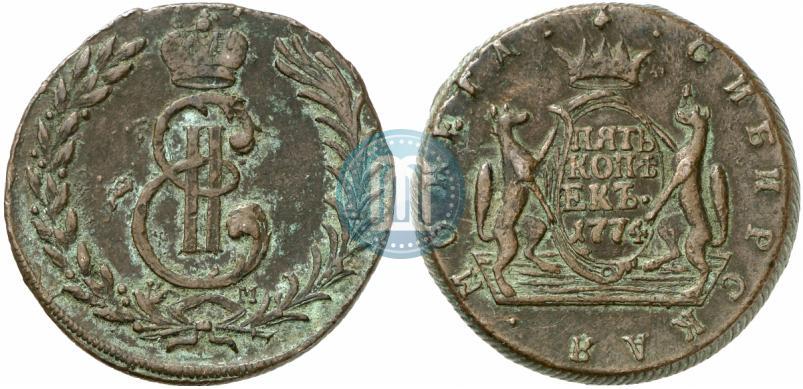 Picture 5 kopecks 1774 year КМ 