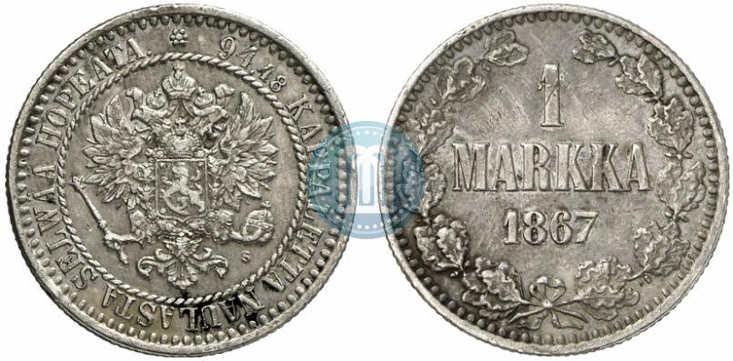Picture 1 markka 1867 year S 