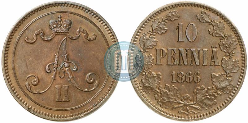 Picture 10 pennia 1866 year  
