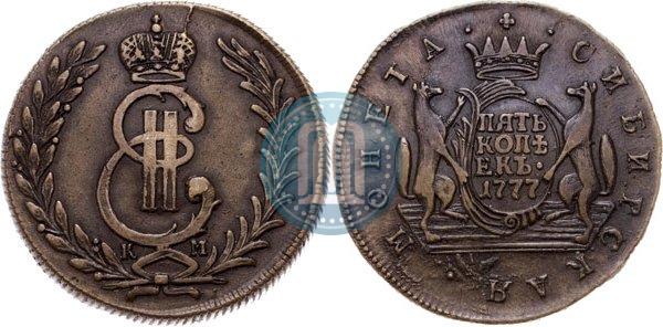 Фото 5 копеек 1777 года КМ 