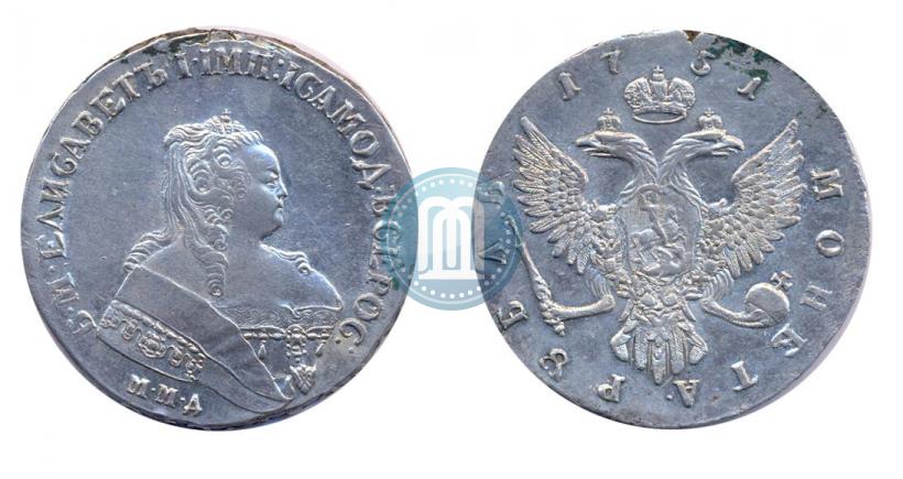 Фото 1 рубль 1751 года ММД 