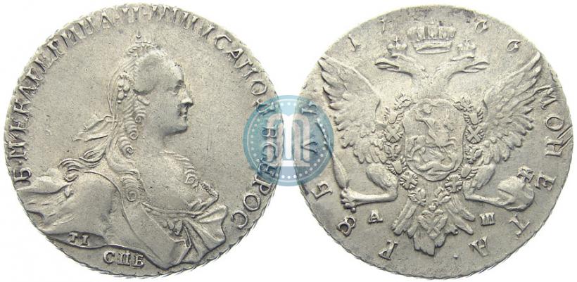 Picture 1 rouble 1766 year СПБ-АШ-Т.I. 