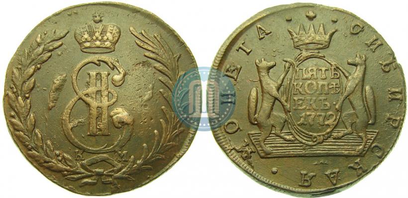 Фото 5 копеек 1772 года КМ 