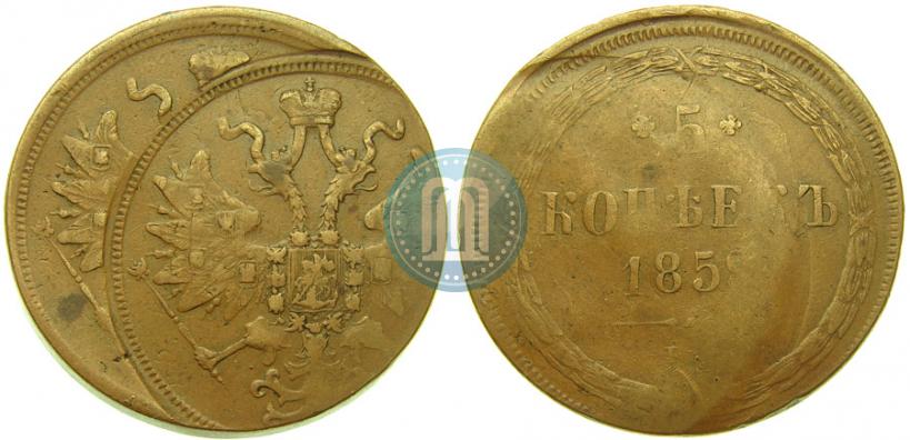 Picture 5 kopecks 1859 year ЕМ "Type of 1860-1867"