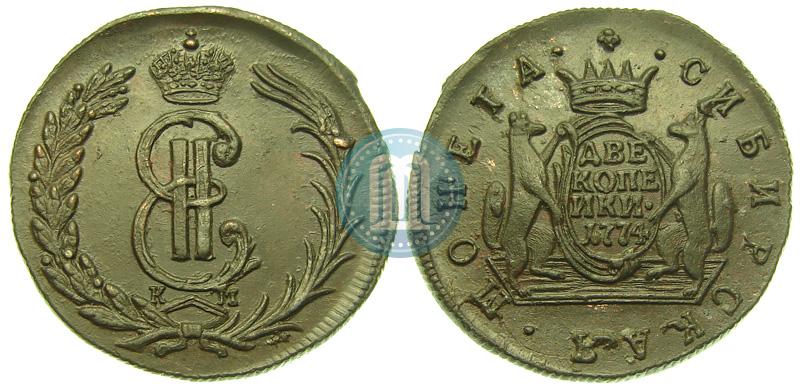 Picture 2 kopecks 1774 year КМ 