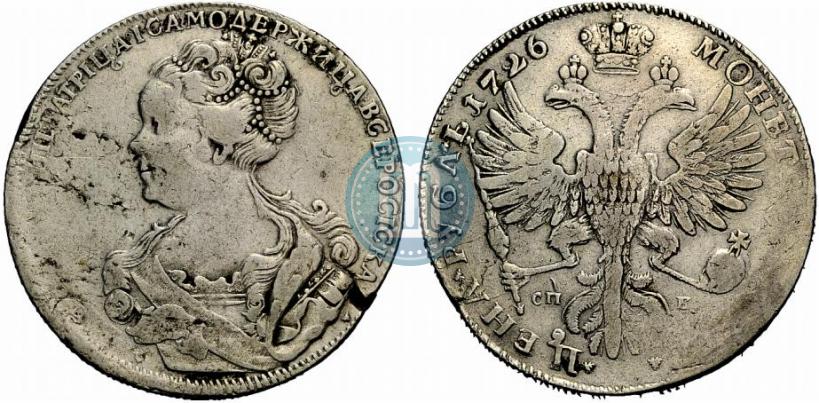 Picture 1 rouble 1726 year СПБ "Petersburg type, portrait turned to the left"