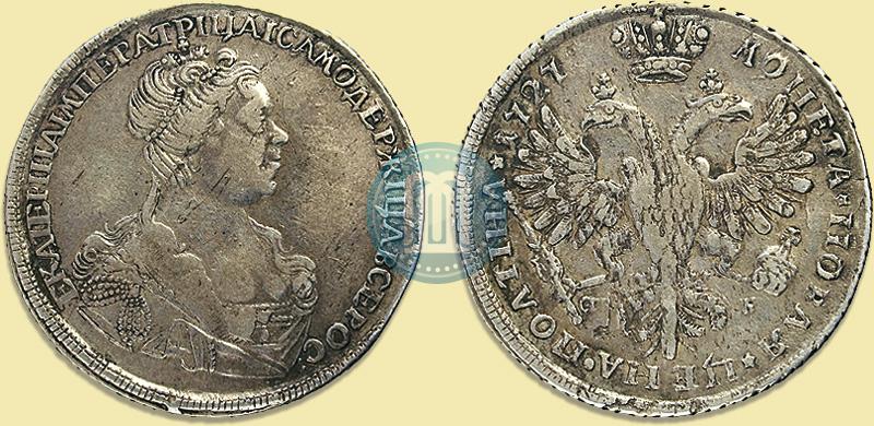 Picture Poltina 1727 year СПБ "Petersburg type, portrait turned to the right"