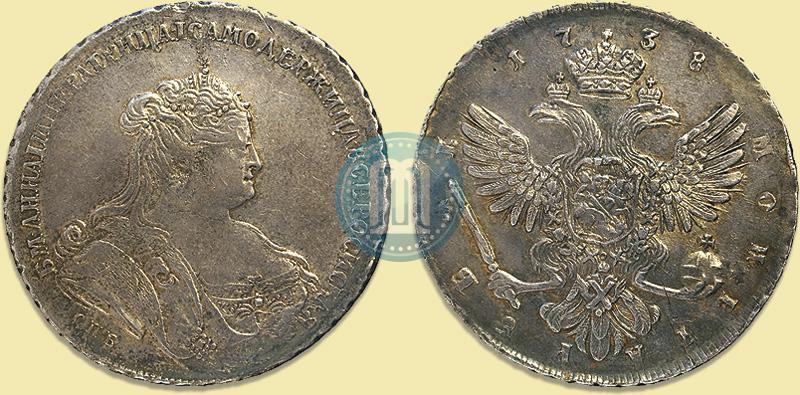 Фото 1 рубль 1738 года СПБ "Петербургский тип"