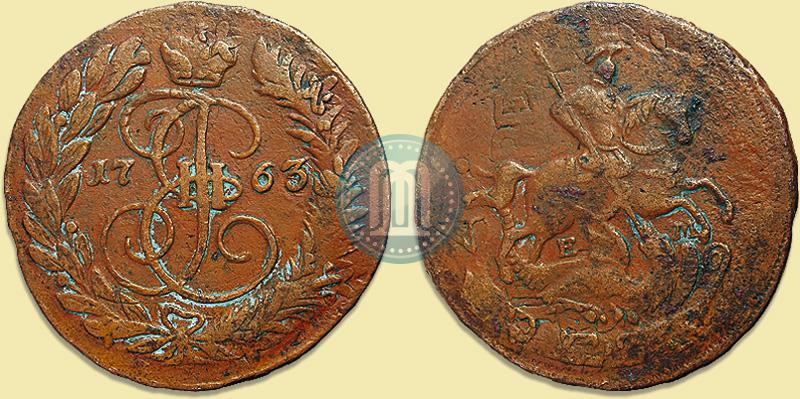 Фото 2 копейки 1763 года ЕМ 